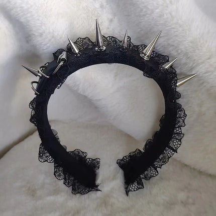 Stylish Goth Punk Headwear for Women Metal Rivet Headband Fashion Hair Band Cosplay Accessory Silver Golden Hair Decoration