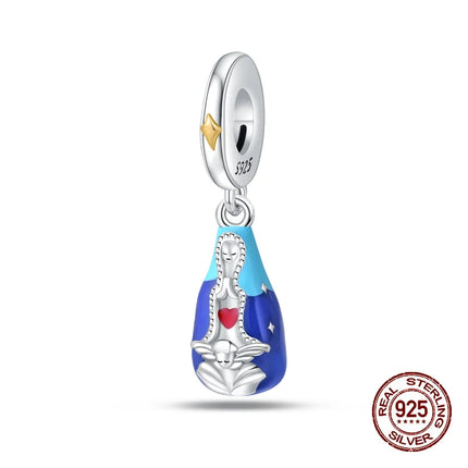 Original New 925 Sterling Silver Prayer Virgin Mary Charms Beads Fit Necklace Bracelet Accessory DIY Jewelry For Women Gift