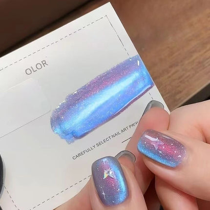 MIANEL 10ML Northern Colorful Blue Light Glass Beads Cat Eye Gel Nail Polish Flashing Versatile Winter Blue Nails