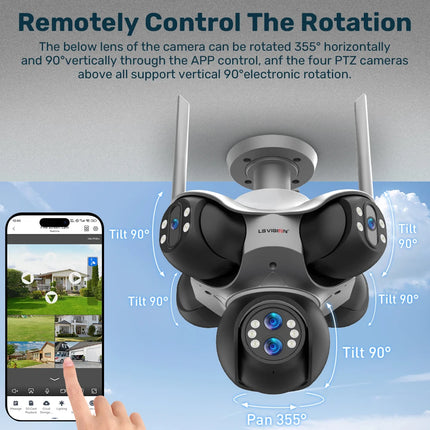 LS VISION 10K 30MP Outdoor WiFi IP Camera 6 Len 5 Screen 360° 10X Zoom PTZ Security Cam Auto Tracking CCTV Wireless Surveillance