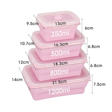 4PS Collapsible Food Storage Containers with Lids & Vent,, Kitchen Stacking Silicone Collapsible Meal Prep Container Set for