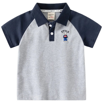 2025 Summer New Boys' Short sleeved T-shirt Korean Version Baby Collar Sleeve Polo Shirt Fashion Children's Short sleeved Top Tr
