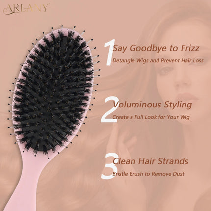 ARLANY Matte Boar Bristle Hair Brush Nylon Teeth Hair Extension Brush Set Women Cushion Brush Hair Styling Smoothing Detangling