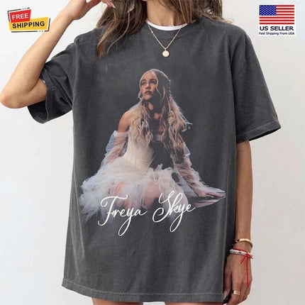 Fashion Y2K Hip Pop Tops Freya Skye Hip Hop Retro Print Cotton T-shirt Casual Loose Top Sports Street Wear Unisex Fans Gift