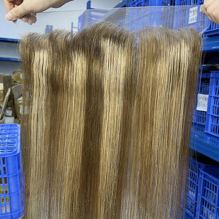 #P427 Highlight Straight 13x4 Lace Frontal 100% Raw Virgin Human Hair 4x6 Transparent Lace Closure Pre-Plucked Invisible Lace