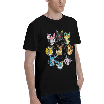 Bandai Pokemon   Eevee Evolution Circle Men's T-Shirt Clothes  Cool Tee Shirt Short Sleeve fugees 100% Cotton