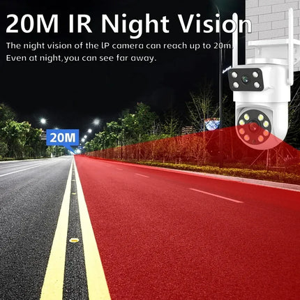 4K 8MP Tuya Dual Lens WIFI Camera PTZ Outdoor Dual Screen Ai Human Auto Tracking Security Camera Surveillance with Alexa Google