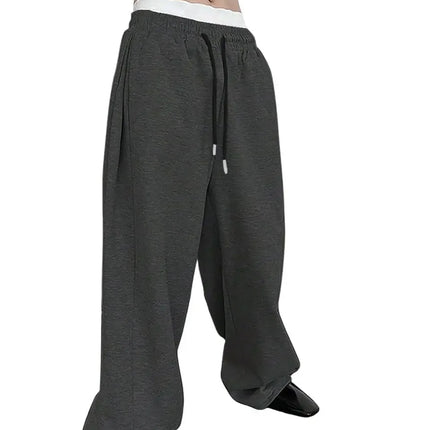 Mens Sweatpants Straight Fit Joggers for Sports and Streetwear Loose Oversized Casual Pant Drawstring Multi-pocket Men Long Pant