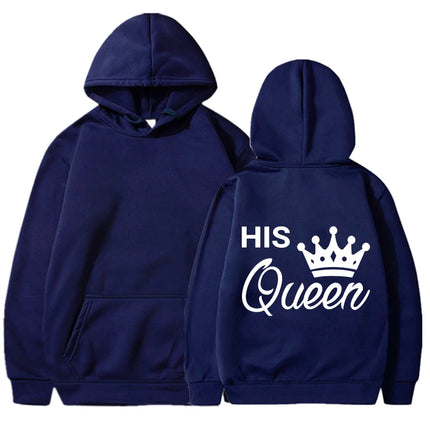 New Valentine's Day His Queen And Her King Printed Hoodies Men/Women Couple's Sweatshirts Casual Hoodie Personality Pullover