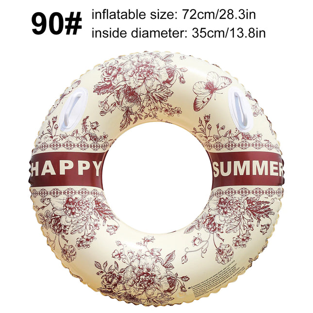 1PC Adult Inflatable Swim Ring - Artistic Ink Pattern Bright Color Floating Tube for Pool, Lake & Summer Activities