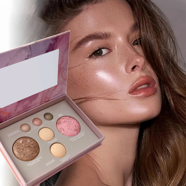 Multi-functional portable makeup palette, 7-color eyeshadow, contour, blush, highlighter all in one palette, easy to apply
