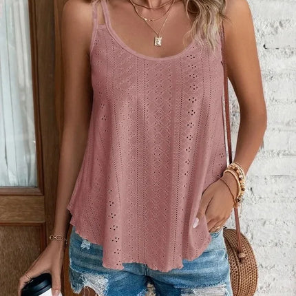 Large Big 5xl Women Leisure Simple Boho Camis Tops Women's Hollow Out Top Pullovers New Summer Casual Beach Shirts Clothing