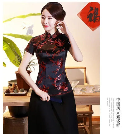 Elegant Ethnic Style Streetwear Cheongsam Qipao Tees Fashion Clothes Tshirts Vintage Shirts for Women Y2k Tops Women Clothing