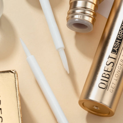 QIBEST Eyelash Growth Serum Natural Ingredients No Irritation Eyebrow Nourishing Enhancer For Longer Thicker Lashes Eyes Makeup