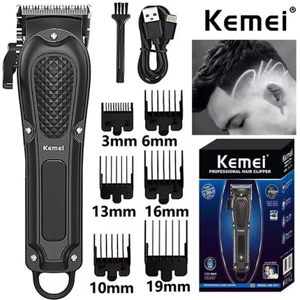 Kemei KM-1071 Electric Hair Clipper UBS Rechargeable Cordless Beard Trimmer Men Powerful Electric Hair Clippers Trimming Tool