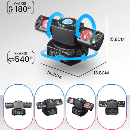 60W Mini Beam 2-Arm Disco Party Light Mobile Head Remote Control RGBW Stage Effect DMX512 DJ Moving Head For Events Club Xmas