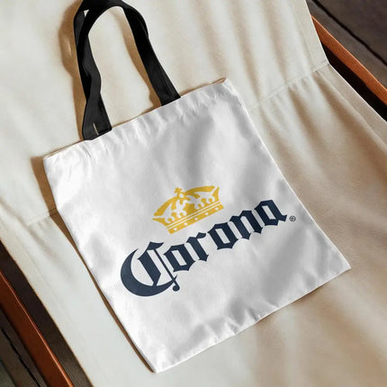 C-CoronaS E-Extra Beer Storage Bags Canvas Double-Sided Print Handbag Daily Lightweight Shopping Tote Bag Eco-Friendly
