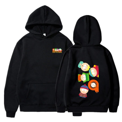 South Park Anime Pattern Hoodie Fashion Warm Coat Men's Autumn and Winter Season Hoodie Street Black Long Sleeve Hoodie