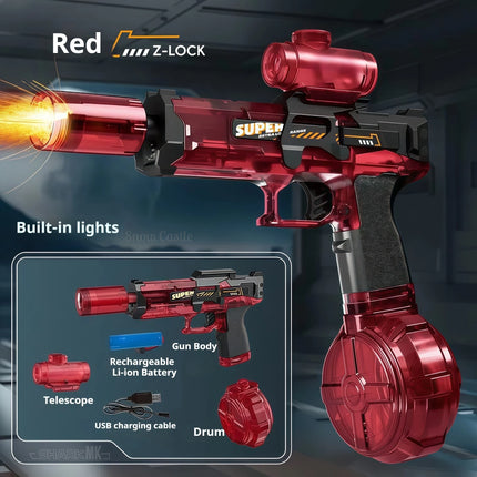 Electric Water Gun LED Lights Automatic Sensing Water Gun Children's Toys Summer Swimming Pool Outdoor Beach Toys Festival Gifts