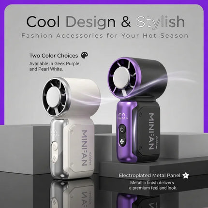 Portable Mini Handheld Cold Compress Fan 199 Speed Adjustable Digital Display Turbo Bladeless Fan USB Rechargeable Cooling Fan