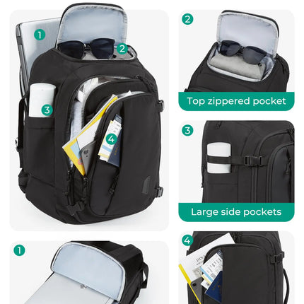 BAGSMART Travel Backpack Flight Approved  30L Lightweight Backpack for Men Women Waterproof Travel Bag with USB Charging Port
