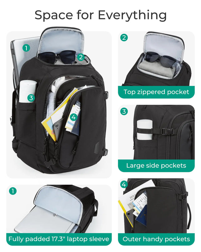 BAGSMART Travel Backpack Flight Approved 30L Lightweight Backpack for Men Women Waterproof Travel Bag with USB Charging Port