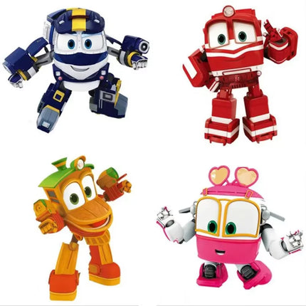 NEW 4pcs/lot Robot Trains figures Transformation robot Kay Train Deformation Train Car Action Figure Robot Toys for children