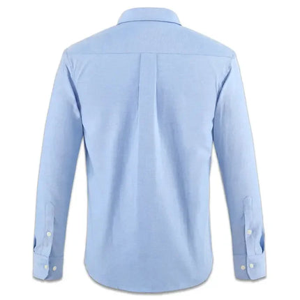 New Men's Oxford Spinning Short Sleeve Solid Color Tooling Business Casual White Shirt Slim Fit Trend Long Sleeve Casual Shirts