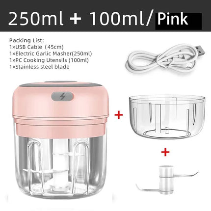 Electric Mini Garlic Chopper 100ML/250ML Food Chopper Garlic Mincer USB  Portable Small Food Processor for Vegetables