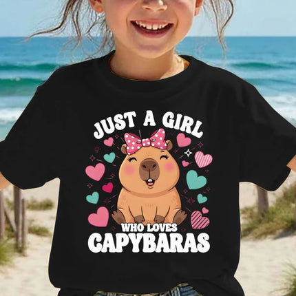 2026 Children's T-Shirt Cute Capybara Cartoon Print Casual Short-Sleeve Tee Summer Children Top O-Neck Fashion T-Shirt for Girls