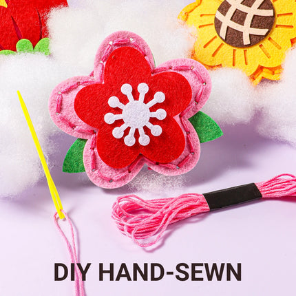 9-piece Floral DIY Sewing Kit; Beginner Hand-Sewing Materials for Fun; Cute Flower-Shaped Pouch for Birthday Gift; Handmade Craf
