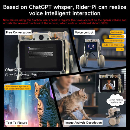 Rider-Pi AI Visual Robot Two Wheel Legged Smart Car Toys with IMU Module Python Programming Support ChatGPT Voice Interaction