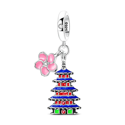 925 Sterling Silver Japanese Koinobori Senbazuru Mount Fuji Souvenir Pendant Fit Original Charm Bracelets Women DIY Jewelry Gift