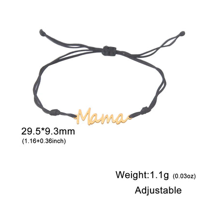 Skyrim Stainless Steel Gold Color Mama Letter Beads Charm Bracelet Red Rope Bracelets Women Waterproof Jewelry Mother's Day Gift