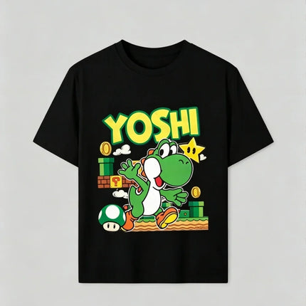 2026 Summer Boys Girls Family Kids T-shirt Tops Summer Cartoon Yoshi Men's Women's Short Sleeve T-shirt Tops