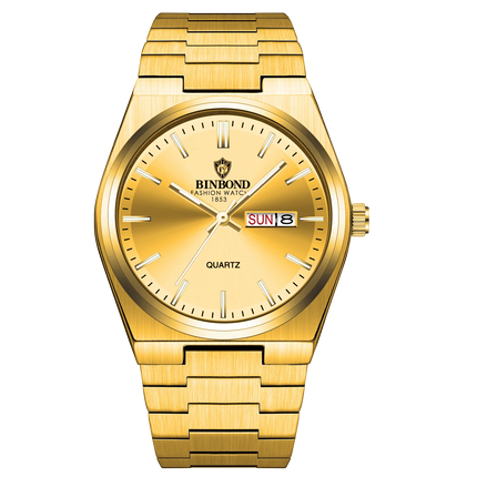 BINBOND  Luxury Men Quartz Watch Waterproof Date Week Luminous Wristwatch Stainless Steel Men's Watches Male Clock Sports Reloj