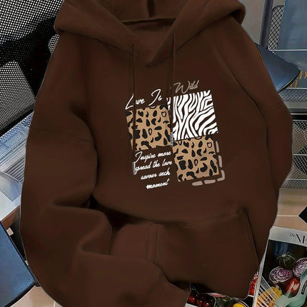 Women's autumn and winter loose casual comfortable letter printed thick long sleeved round neck hoodie pullover