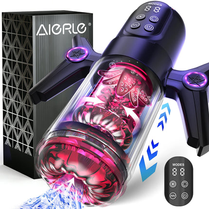 AIERLE Automatic Male Masturbator 9 Vibration 6 Sucking Rotating Licking Telescopic Modes Pocket Pussy Stroker Blowjob Sex Toys