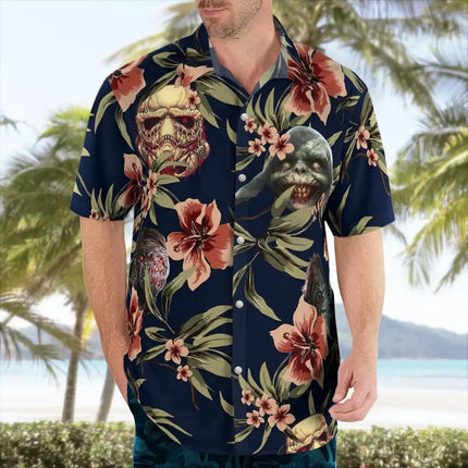 Halloween Hawaiian Shirts Chucky Michael Myers 3d Print Shirts Men Women Fashion Social Beach Shirt Casual Blouses Street Camisa