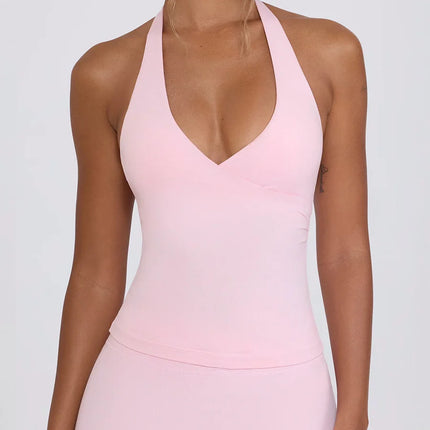 Women's Beautiful Back Nude Feeling Shock-absorbing Gathering Anti Sagging Fitness Sports Vest Suspender Neck Hanging Yoga Bra
