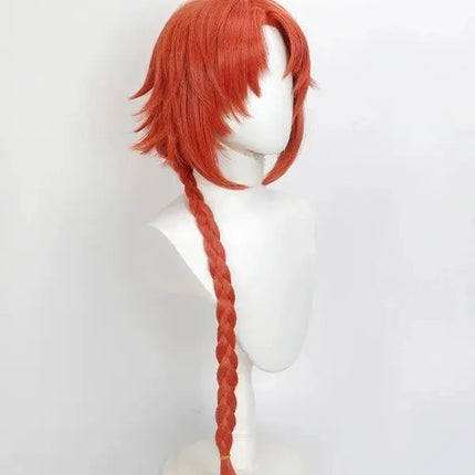 Cosplay Wig Gintama Anime Wig Kamui Long Braided Ponytail Wig Daules Ginger Game Role-Playing Synthetic Wig Middle Part