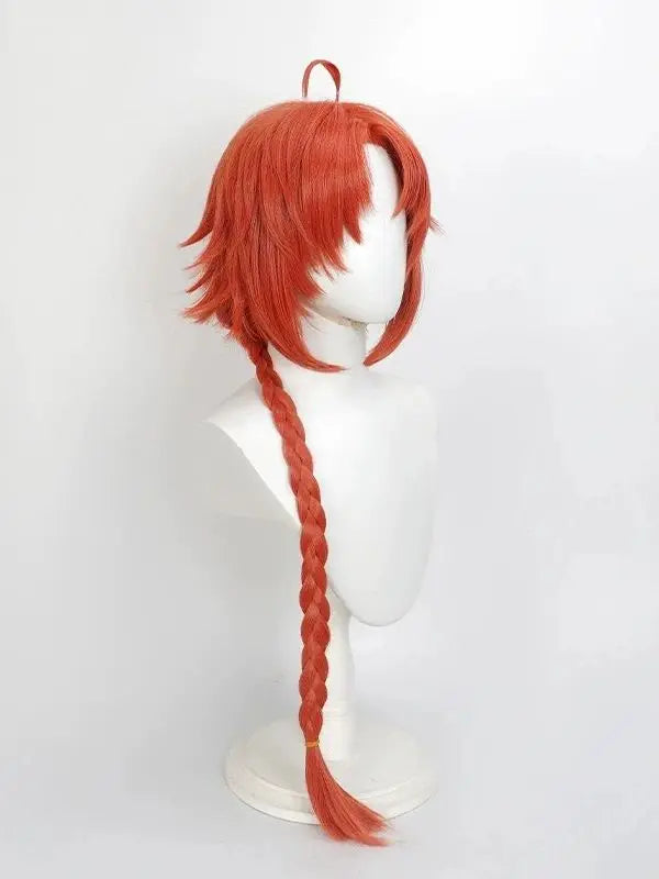 Cosplay Wig Gintama Anime Wig Kamui Long Braided Ponytail Wig Daules Ginger Game Role-Playing Synthetic Wig Middle Part