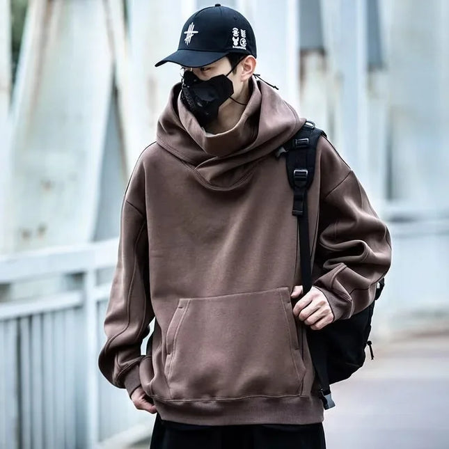 Autumn Men's Windbreaker Turtleneck Hooded Sweatshirts New Japanese Ninja Hoodies Women Line Print Oversized Y2K Vintage Hoodie