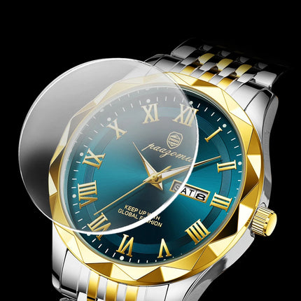 PAAZOMU Sport Original Men Clock Quartz Date Week Luxury Man Wristwatch Waterproof Luminous Stainless Steel Men's Watches Reloj