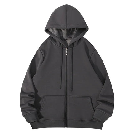 Women Men Oversized Zip Up Hoodie Sports Solid Loose Full Zipper Hooded Sweatshirt Casual Pocket Streetwear Soft Hooded Jacket