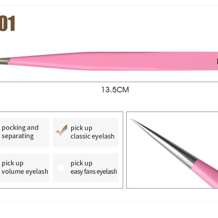 Natuhana Rose red Tweezers Stainless Steel  Tweezers High Precision Anti-static Tweezers for Eyelash Extensions Makeup