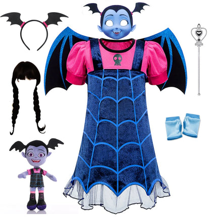 Vampirina Cosplay Dress Girl Kids Princess Charms Dress Up Christmas Vampire Halloween Costume Children Carnival Party