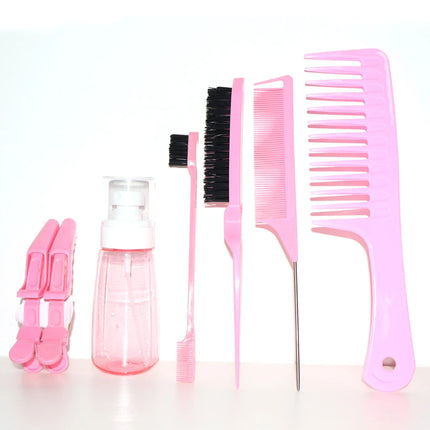7-Piece Hairbrush Set with Mini Spray Bottle Wide-Tooth Comb Crocodile Clip And Other Hairdressing Accessories for Beauty Care