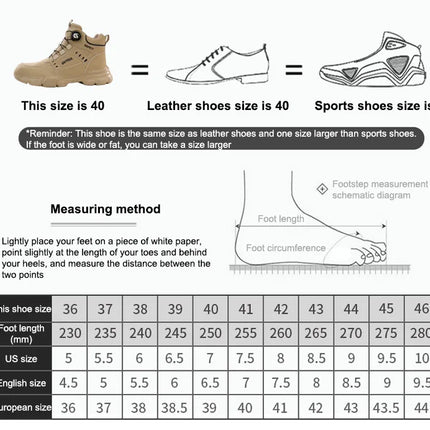 Men Rotating Button Labor Protection Shoes Anti-smash Anti Puncture Safety Shoes Work Boots Steel Toe Shoes Indestructible Shoes