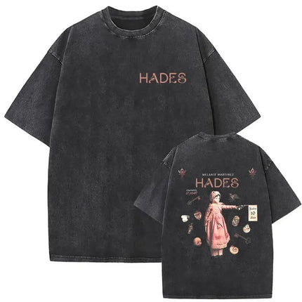 Washed Oversized T-shirt Melanie Martinez Heads Album Men Women Short Sleeve Harajuku Fashion Short Sleeve T-shirt Streetwear